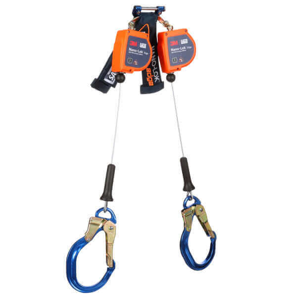 3M™ Class 2 DBI-SALA® Nano-Lok™ Edge Twin-Leg Personal Self Retracting Lifeline, Cable, 8 ft.