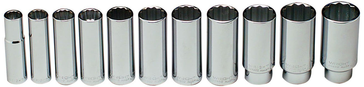Wright SAE Socket Set, 1/2" drive, 11 pc.