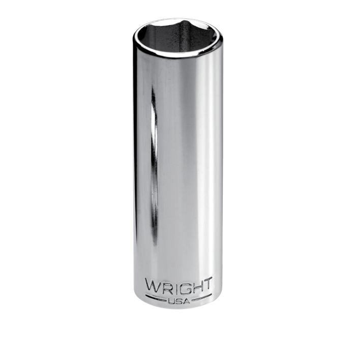 Wright SAE Deep 6 Point Chrome Socket, 1/2" Drive