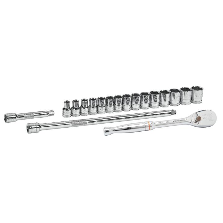 Gearwrench Metric Mechanics Tool Set, 1/2"Drive, 18pc