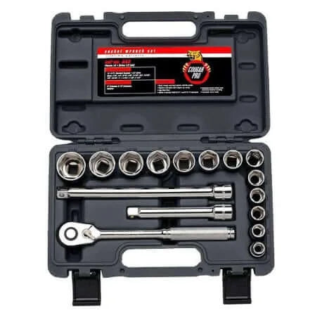 Cougar SAE 6 Point Socket Set, 1/2" drive, 16 pc.