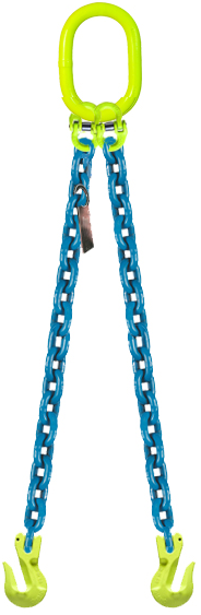 2-Leg Chain Sling with Grab Hooks, 9/32"