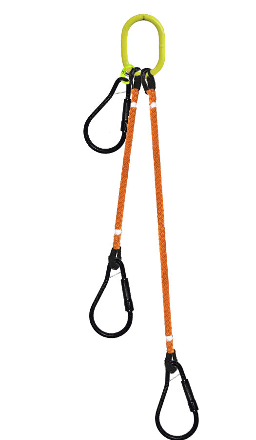 3-Legged Tool Lifting Rope Sling, Large Quick Rigging Connectors