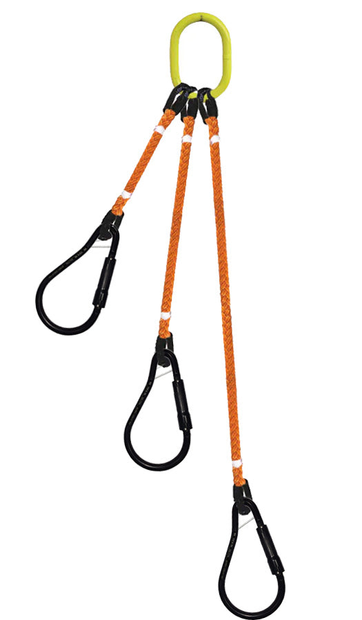 3-Legged Tool Lifting Rope Sling, Large Quick Rigging Connectors