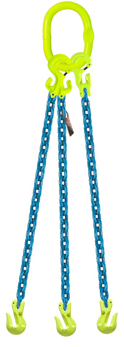 3-Leg Adjustable Chain Sling with Grab Hooks, 5/16"