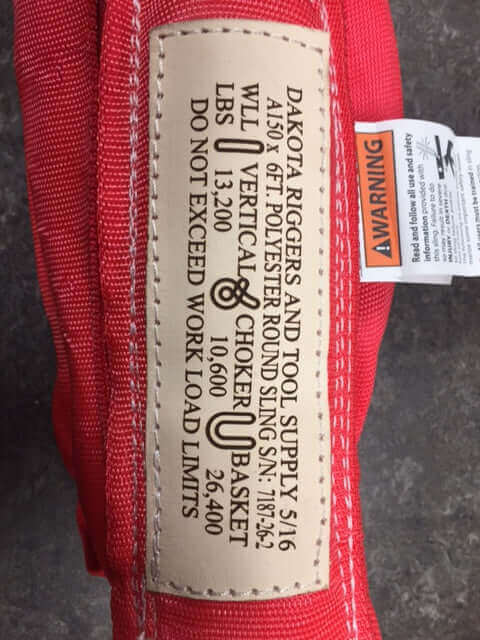 Leather tag for  endless polyester round sling