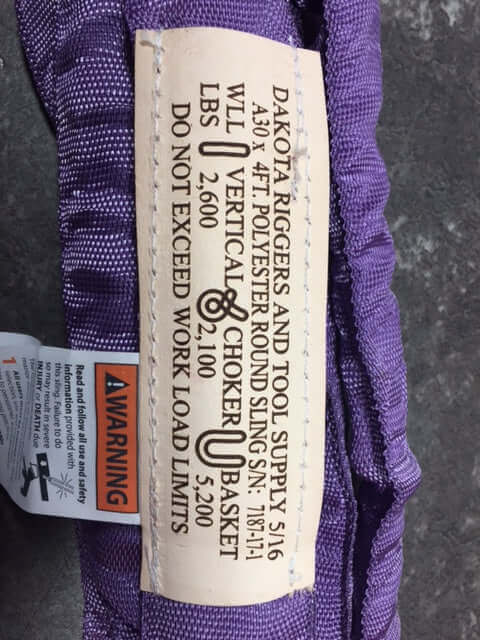 Leather tag for endless polyester round sling