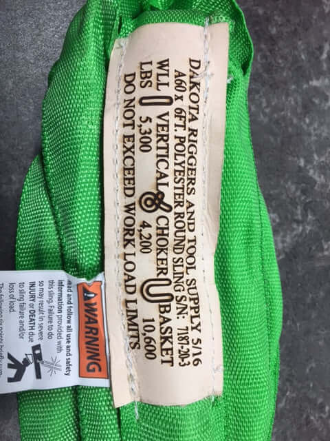 Leather tag for endless polyester round sling