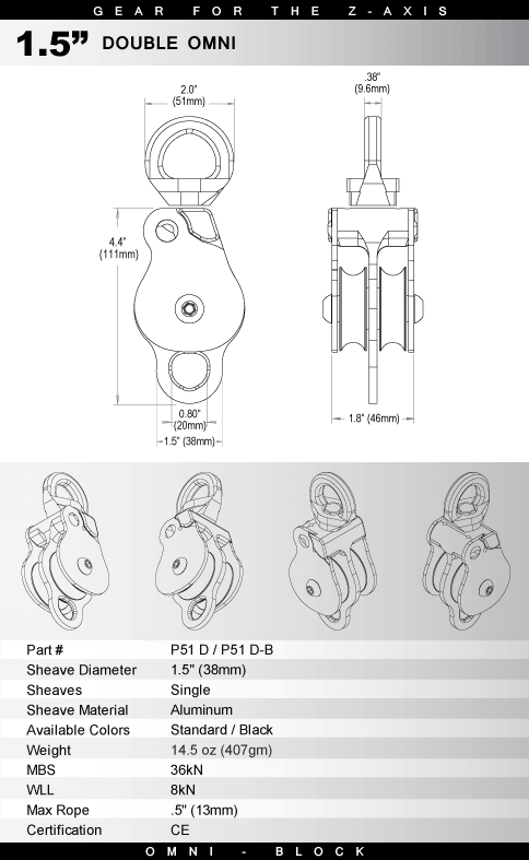 Rock Exotica® Double Sheave Omni-Block 1.5"