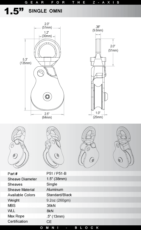 Rock Exotica® Single Sheave Omni-Block 1.5"