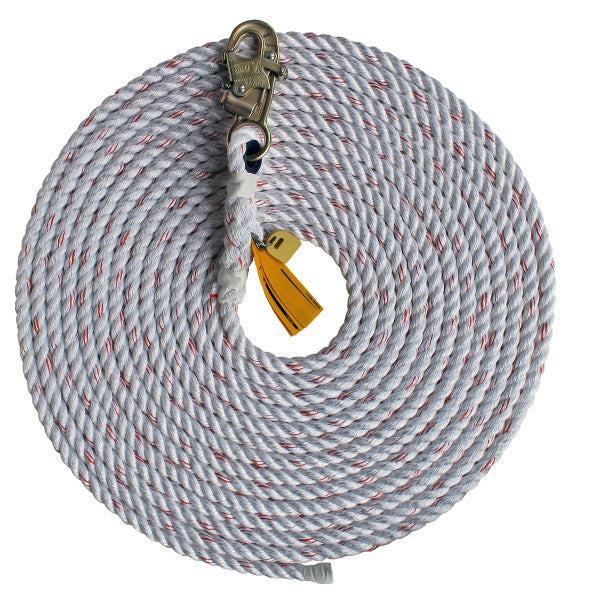 3M™ Rope Lifeline with Snap Hook, 5/8 in Polyester and Polypropylene Blend
