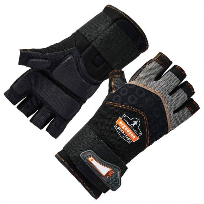 Ergodyne ProFlex 910 Half-Finger Impact Gloves and Wrist Support