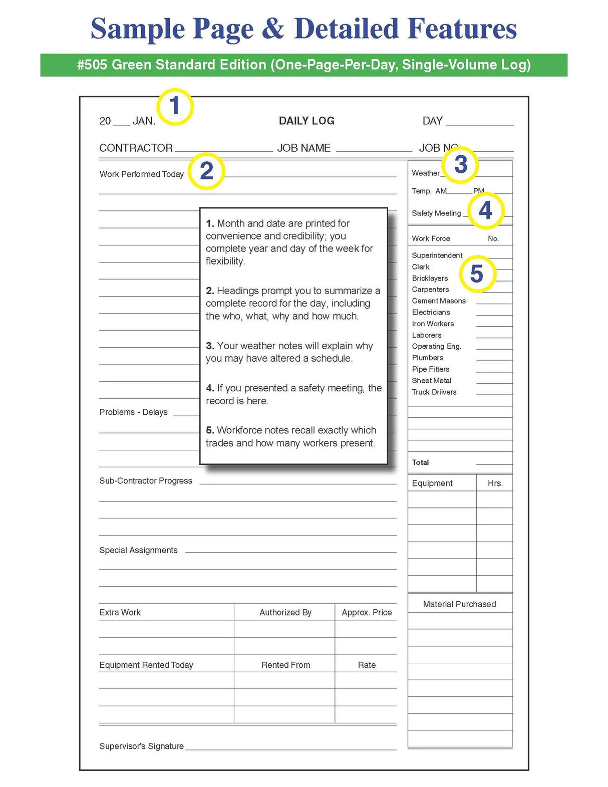 Construction & Maintenance Daily Log Book