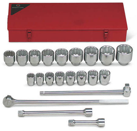 Wright SAE 12 Point Socket Set, 1" Drive, 21 pc.
