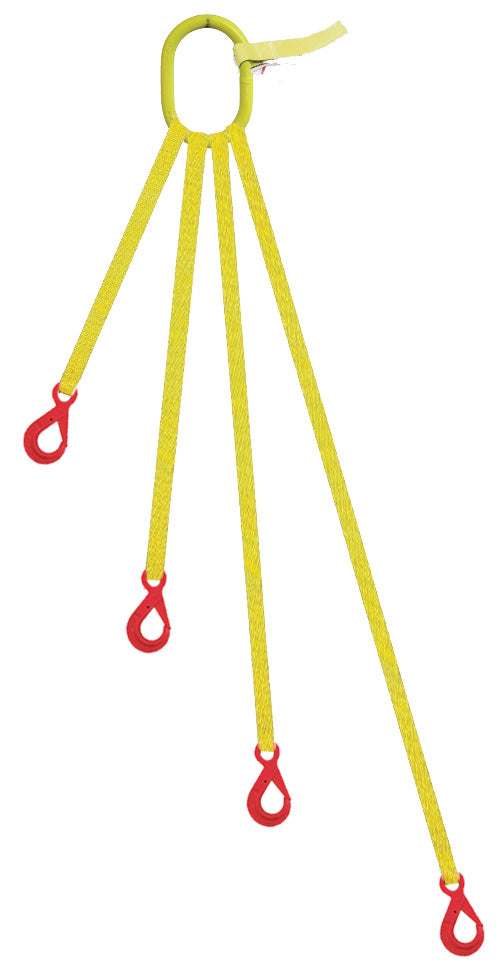 4 Legged Tool Lifting Web Sling, Self Locking Hooks