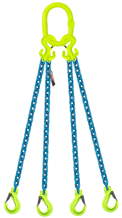 4-Leg Adjustable Chain Sling with Slip Hooks, 3/8"