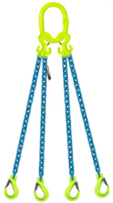 4-Leg Adjustable Chain Sling with Slip Hooks, 3/8"