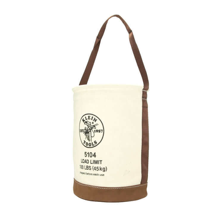 Canvas Bucket w/Leather Bottom, Klein (12'' width x 17'' height)