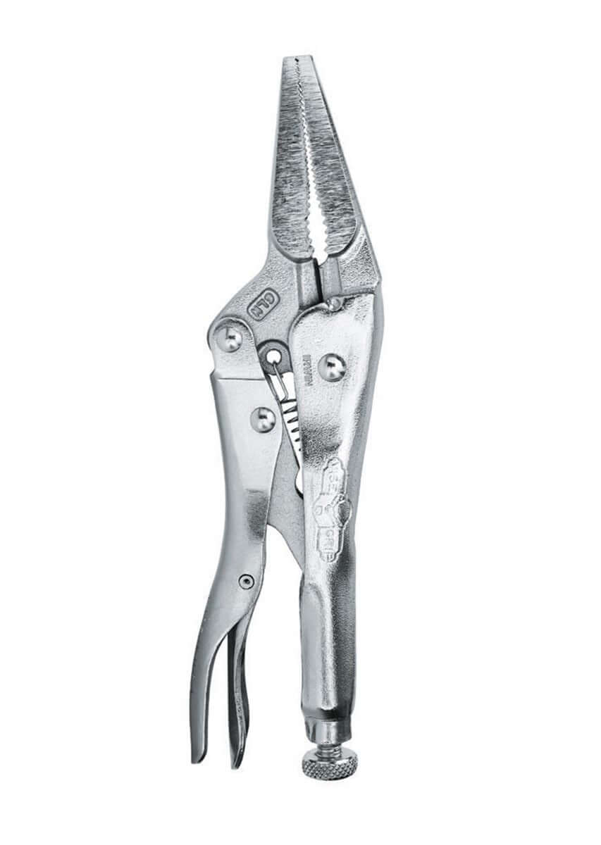 Long Nose Grip Pliers - Adjustable Toggle Lever, One-Hand Operation For Round & Flat Materials