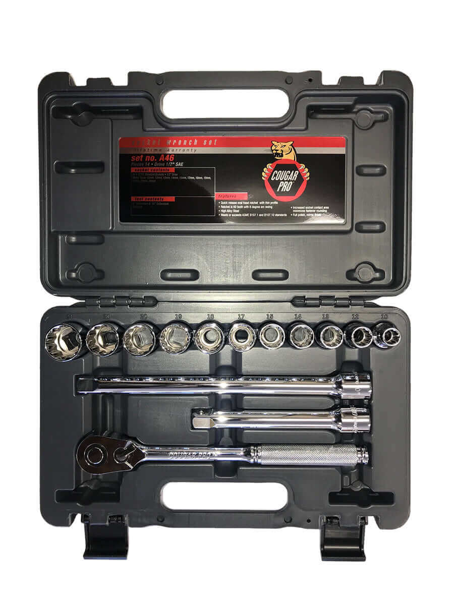 Cougar Metric Socket Set, 1/2" drive, 14 pc.