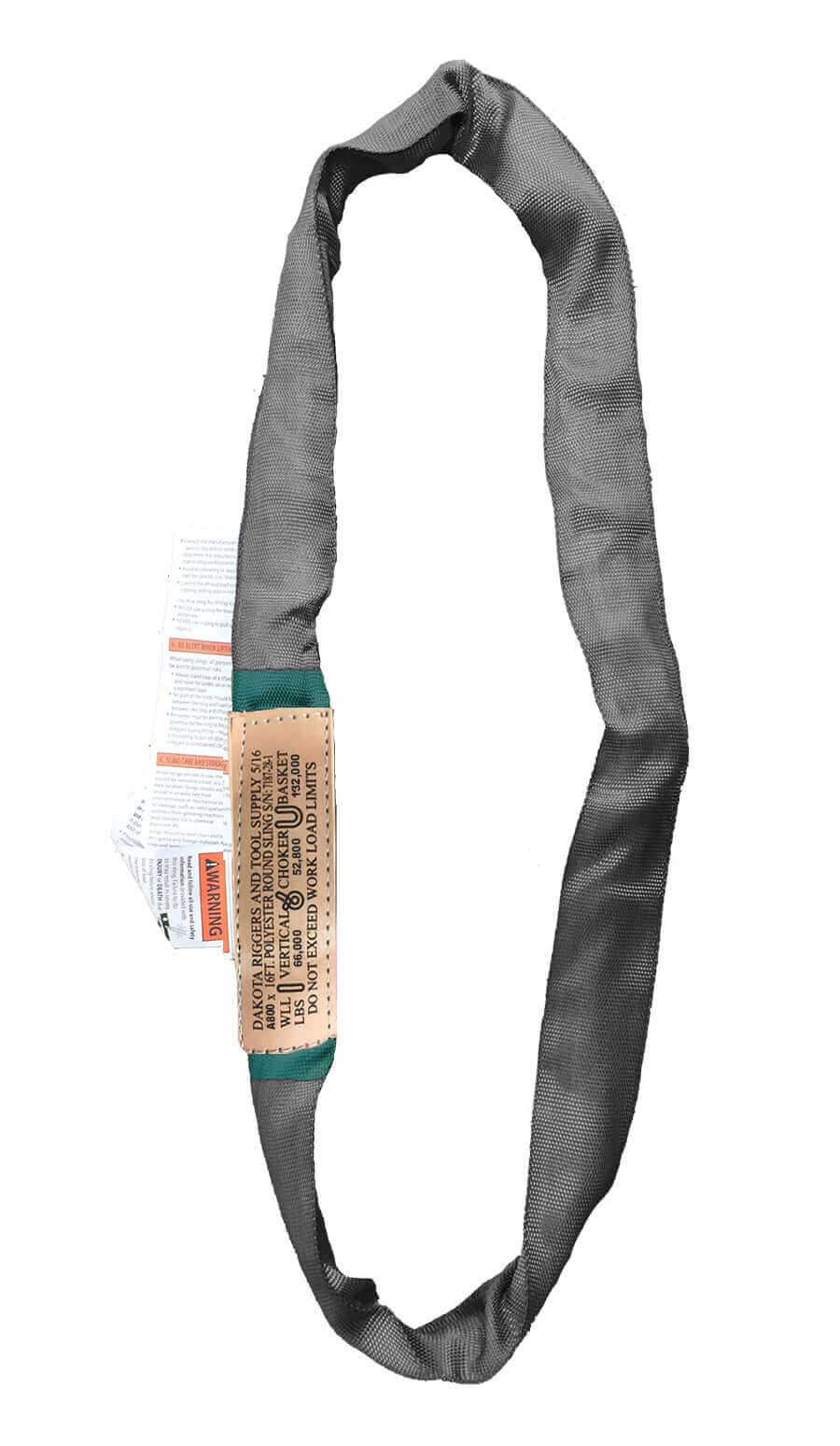 20 FT Endless Round Sling – 66,000 LB Capacity – Olive Green Crane Recovery Strap