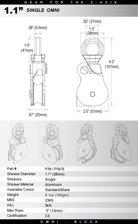 Rock Exotica® Single Sheave Omni-Block 1.1" 